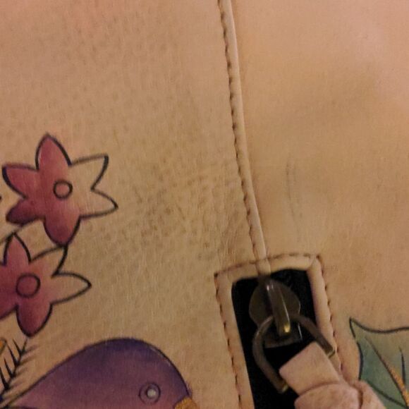 Anna by Anucshka Birds In Blush Hand-Painted Hobo Bag‎ - Picture 11 of 13